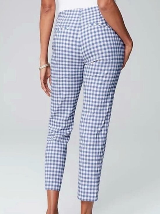 EUC J. Jill Blue and White Linen Blend Gingham Crop Pants in Women's XL Petite - Picture 9 of 16